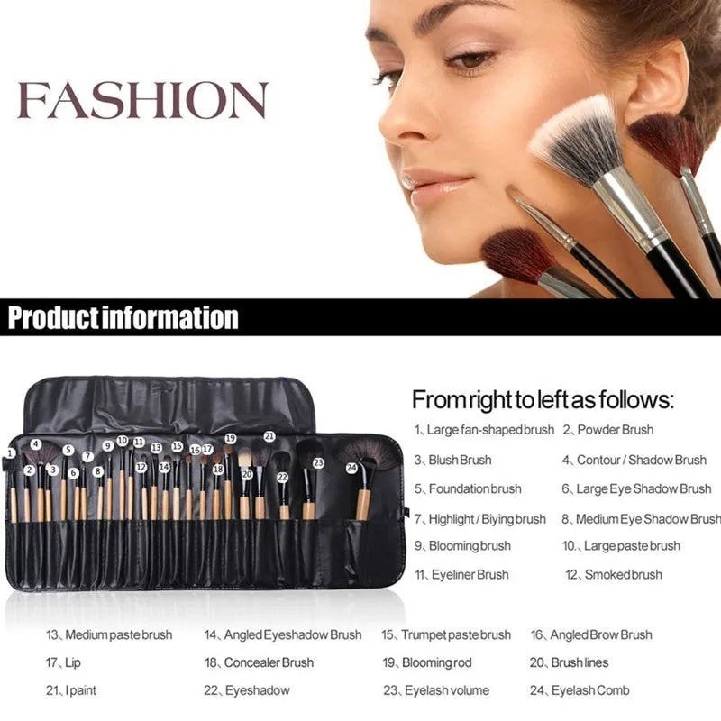 Complete 24-Piece Makeup Brush Kit for Effortless Beauty